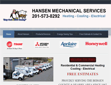 Tablet Screenshot of hansenmechanicalservices.com